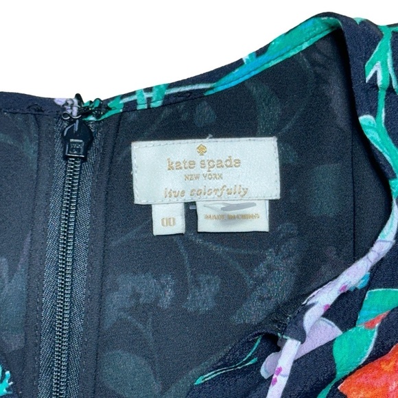 Kate Spade Black Jardin Crepe Quarter Sleeve Floral Romper Womens 00 - Picture 6 of 10